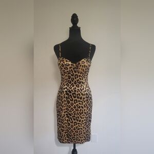 Faux Satin Cheeta Coctail/party Dress